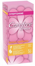 Салфетки ежедневные женские, Carefree (Кэфри) 20 шт бриз лимон вербена аромат